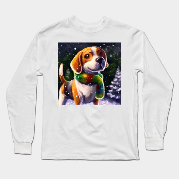 Cute Beagle Drawing Long Sleeve T-Shirt by Play Zoo
